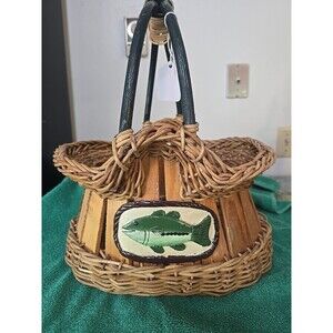 Vintage Basket With Fish Decor, Made In Phillipines 13x11x15
